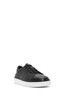 Erkek Siyah Bağcıklı Deri Sneaker | Derimod