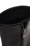 Women's Black Zippered Thin Heeled Leather Boot | Derimod