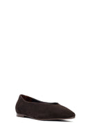 Woman Brown Suede Leather Babet | Derimod