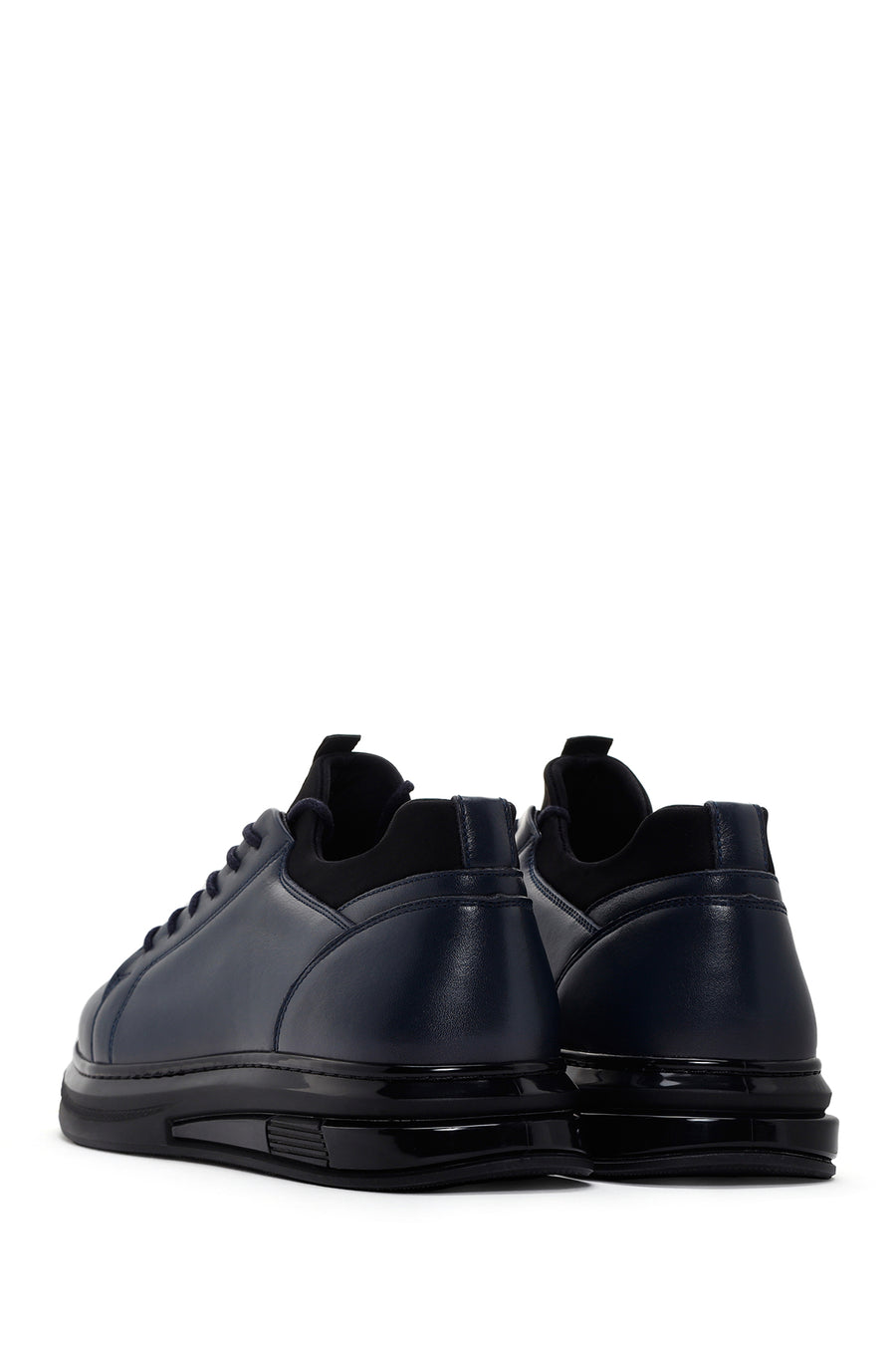 
Men's Navy Thick Sole Lace-Up Leather Casual Shoes
