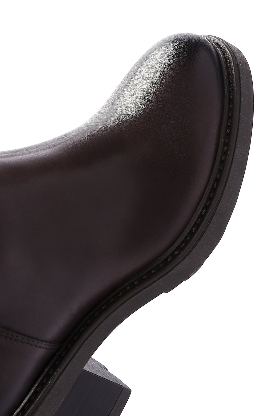 Women's Brown Thick Heeled Zippered Leather Boots