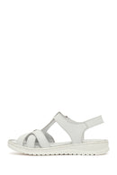 Women's White Strappy Leather Comfort Sandals | Derimod