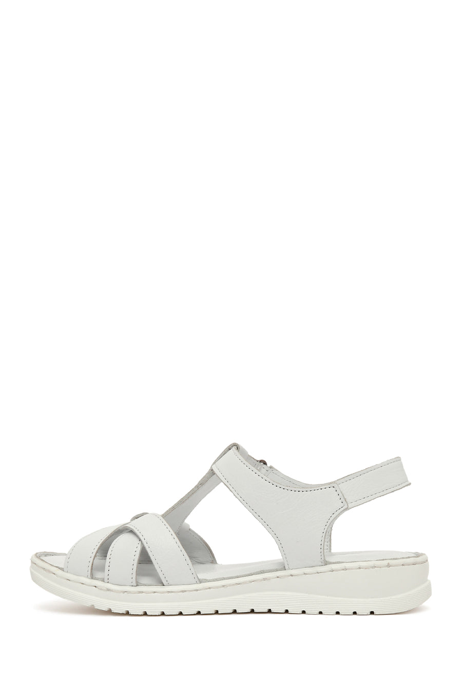 Women's White Strappy Leather Comfort Sandals