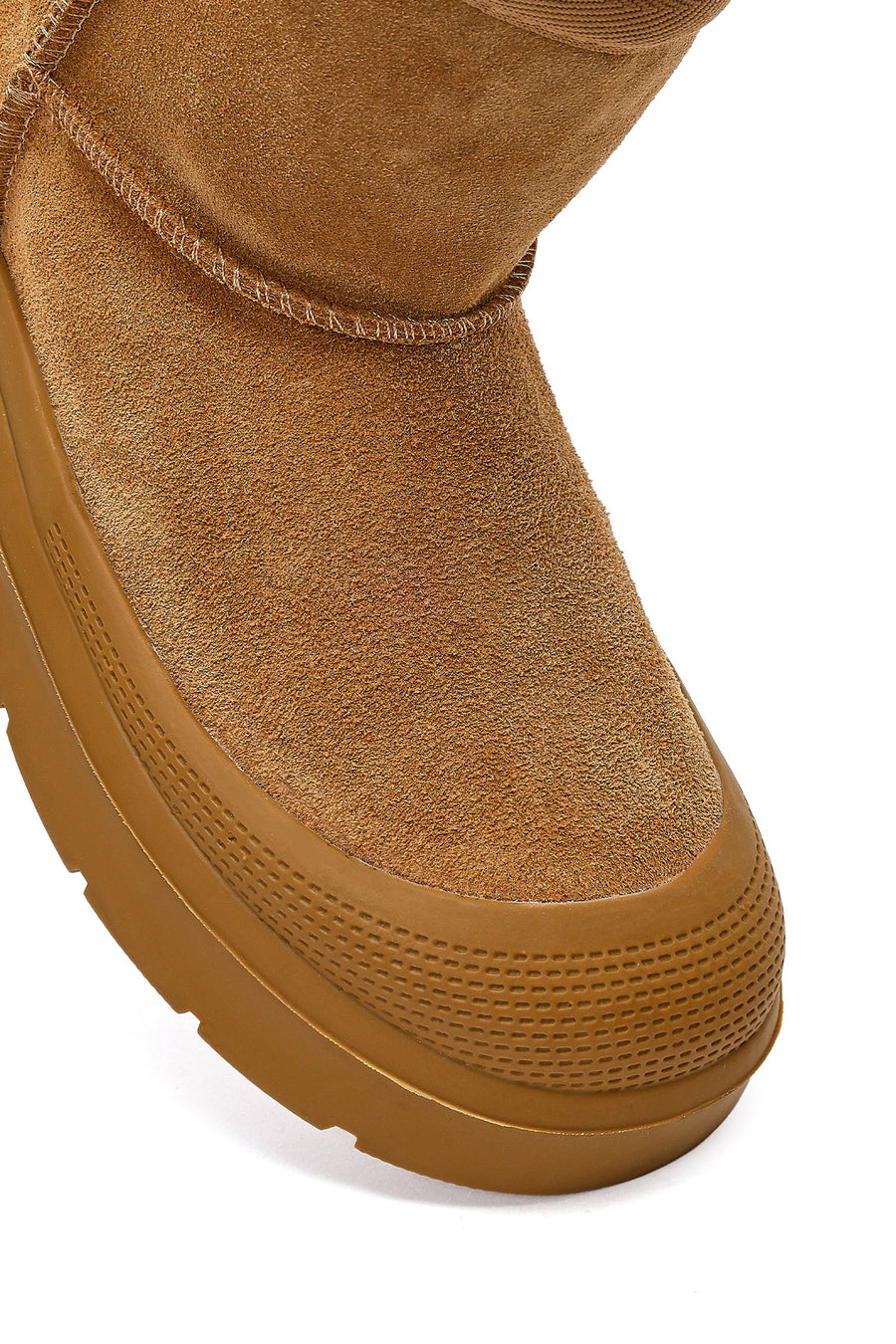 Women's Brown Thick Soled Suede Leather Teddy Boots