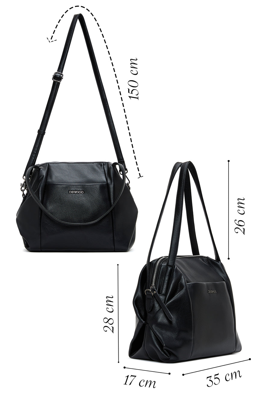 Woman Black Long-Strap Shoulder Bag