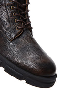 Men's Brown Leather Zippered Boots | Derimod
