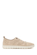 Woman Beige Lace-up Suede Comfort Shoes | Derimod