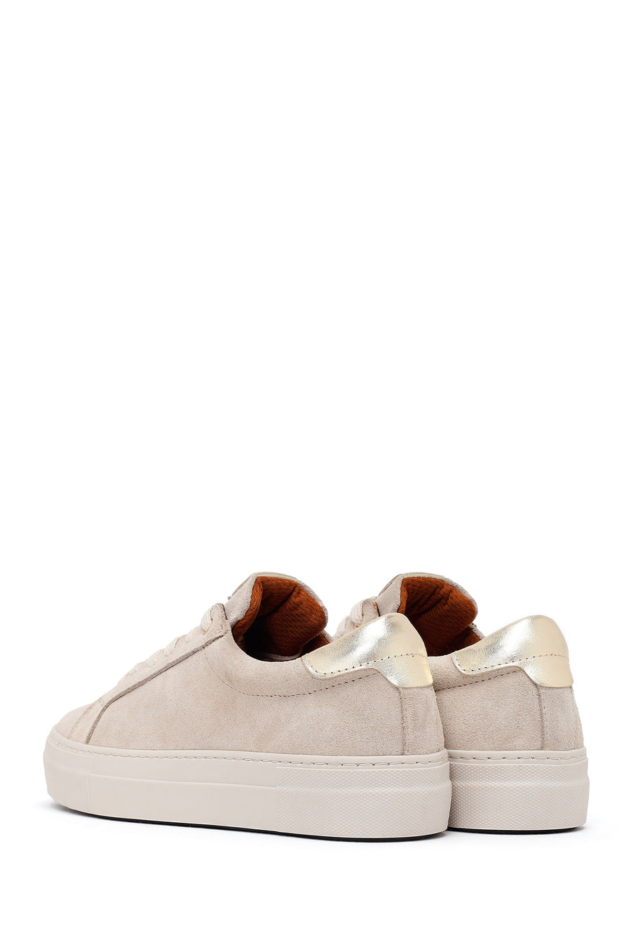 Kadın Bej Bağcıklı Süet Deri Sneaker