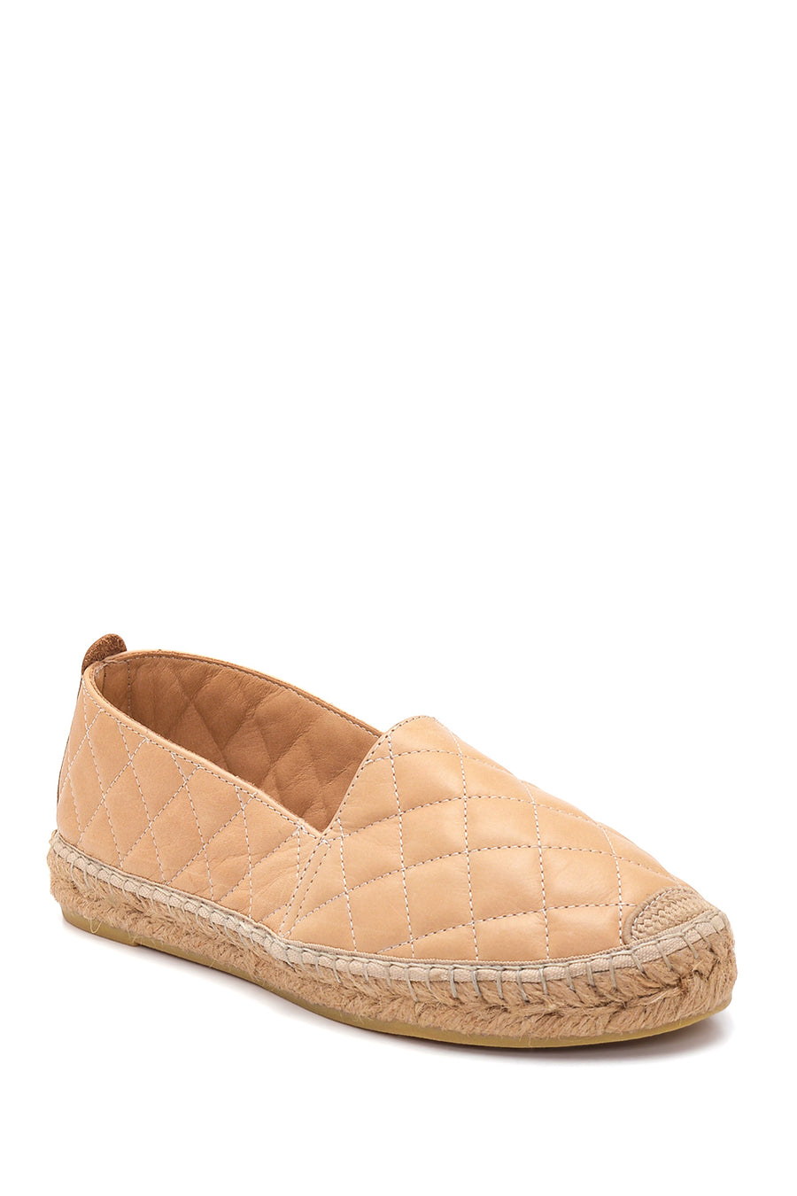 Kadın Bej Deri Kapitone Espadril