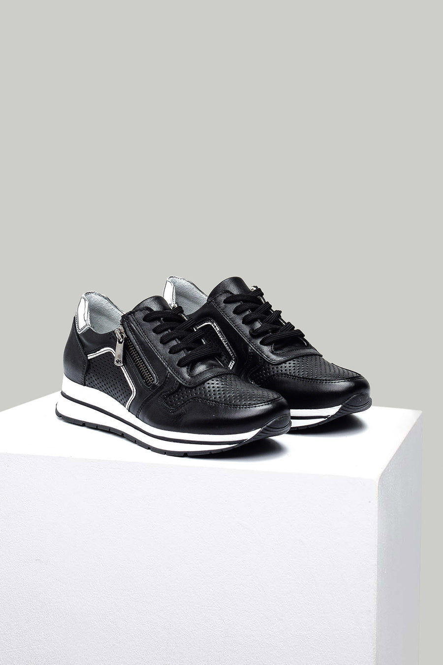 High Heeled Women's Leather Sneaker