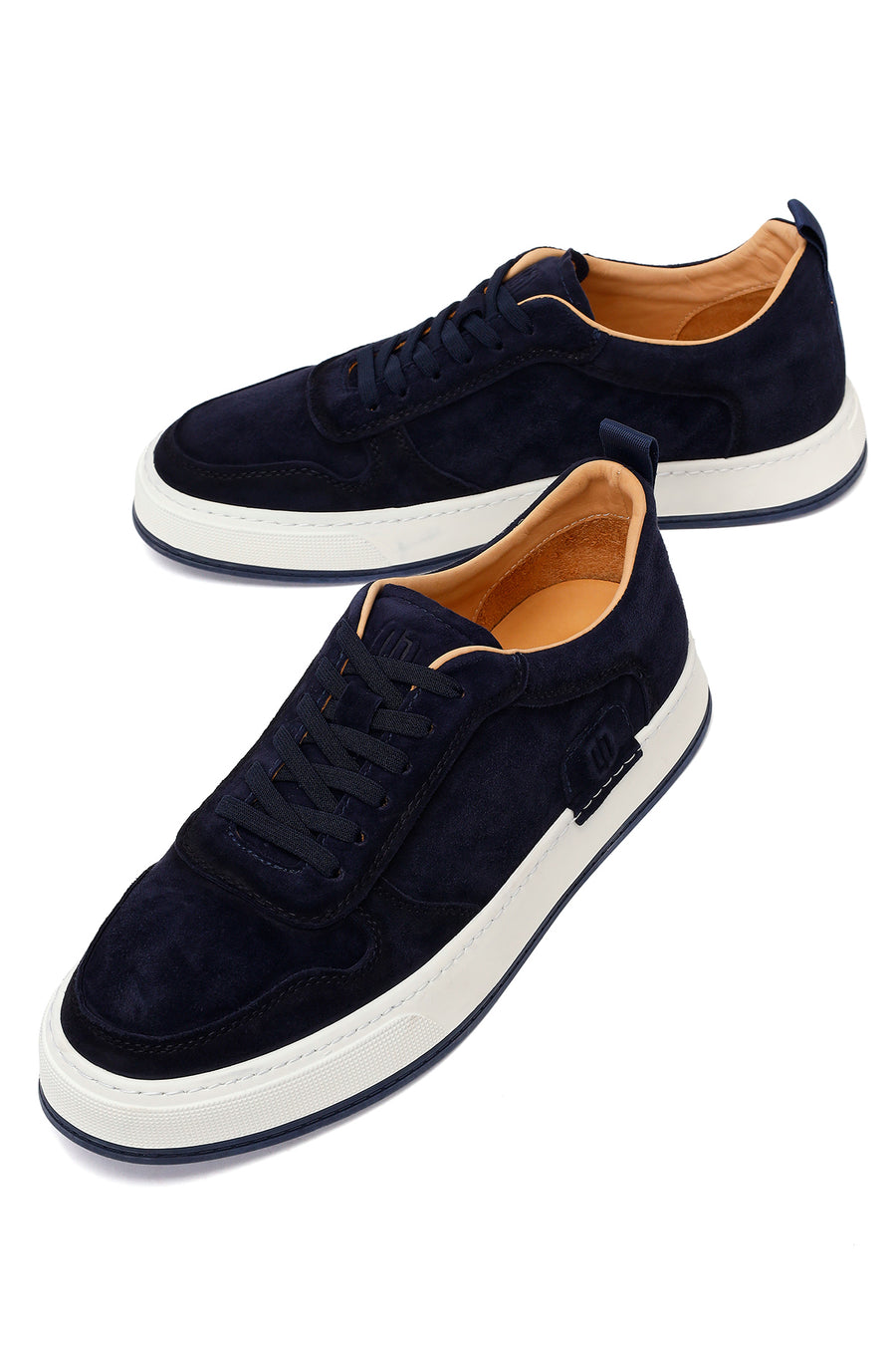 Male Navy Lace-up Thick-soled Suede Leather Sneaker