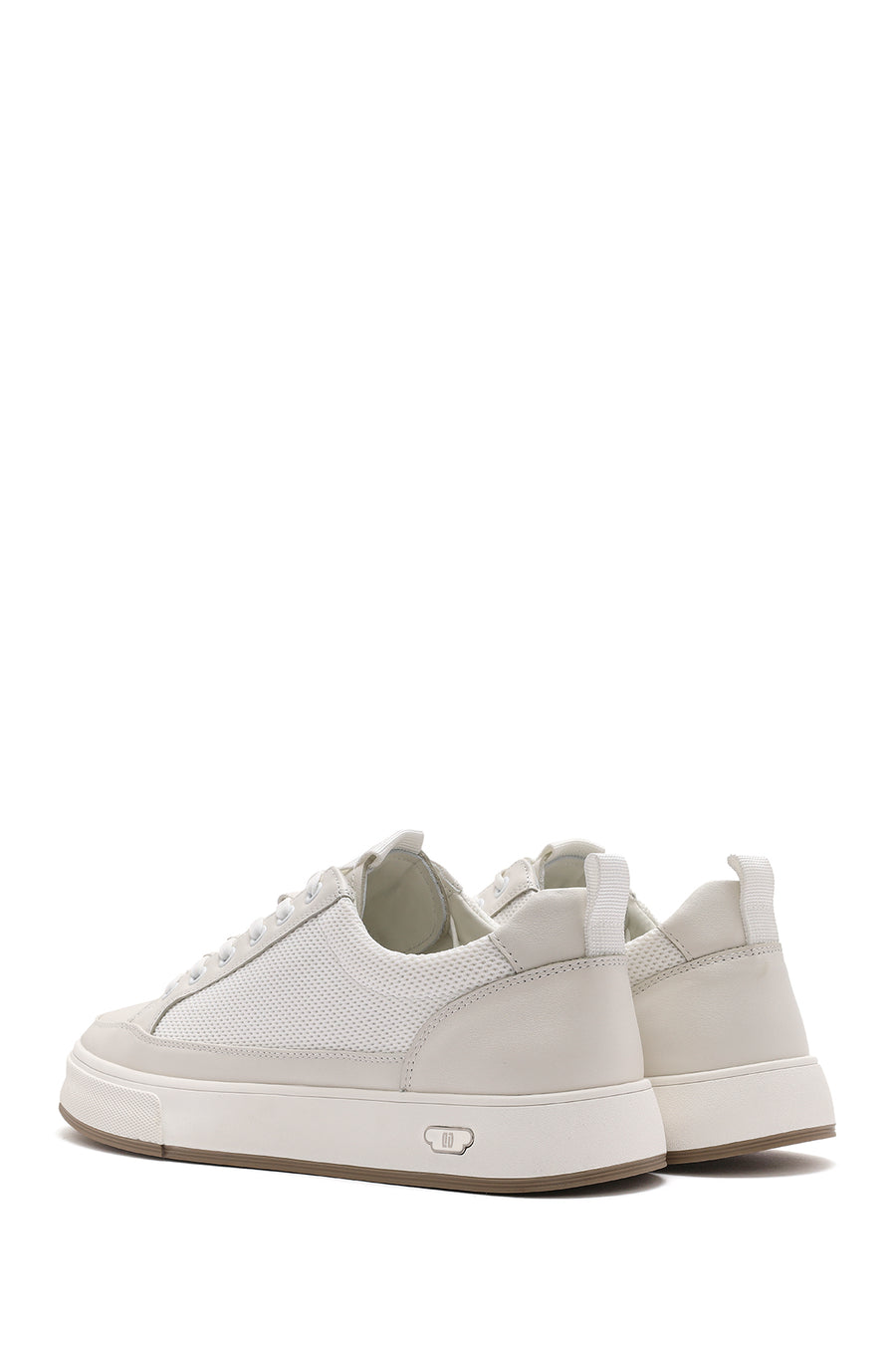 Erkek Beyaz Bağcıklı Deri Sneaker