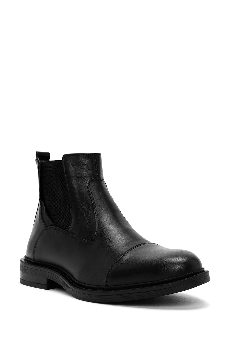 Men's Black Zippered Leather Casual Boots