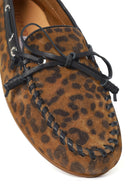 Kadın Leopar Desenli Süet Deri Loafer | Derimod