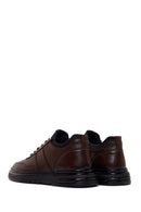 Erkek Kahverengi Bağcıklı Deri Sneaker | Derimod