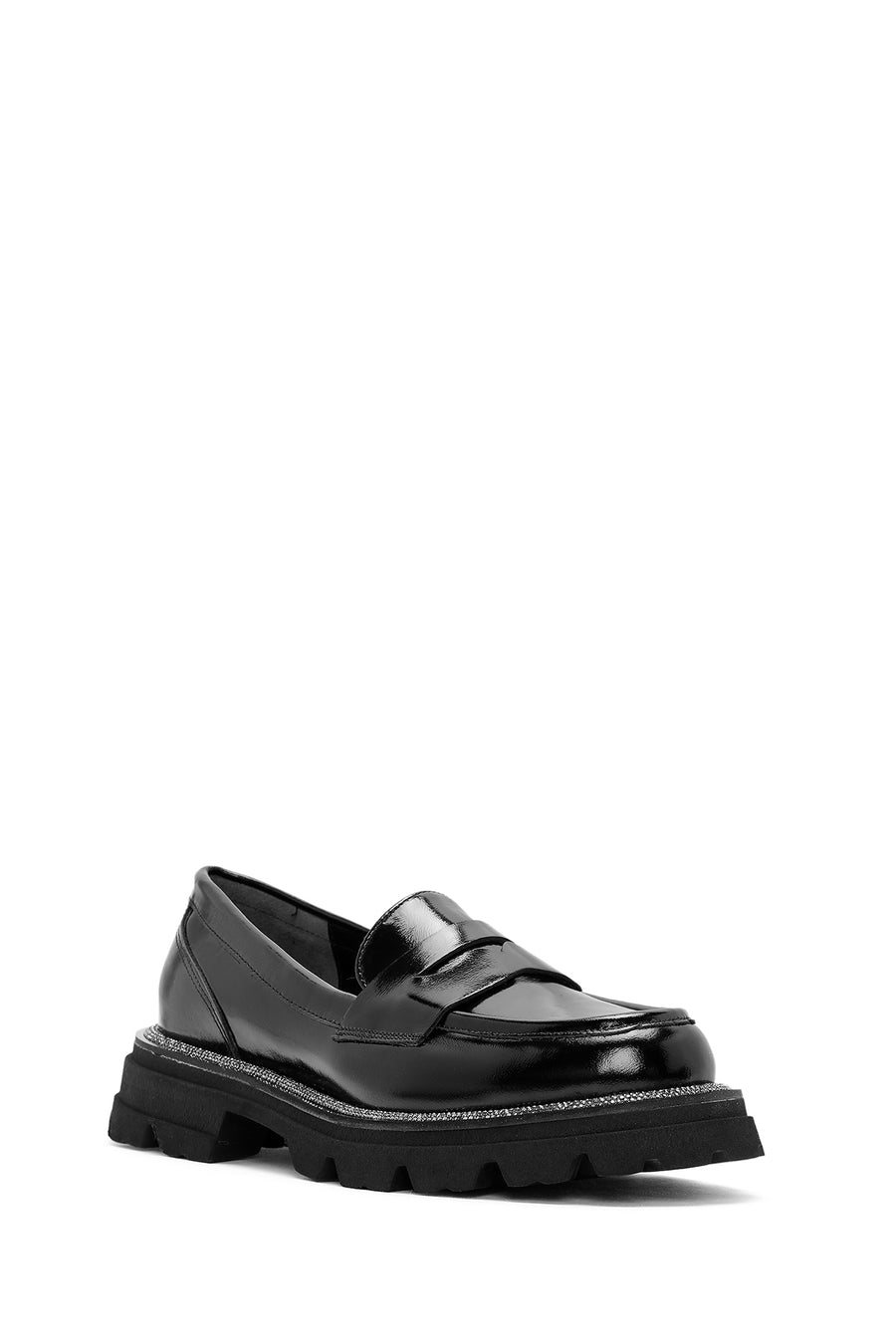 Women's Black Patent Leather Masculine Loafer