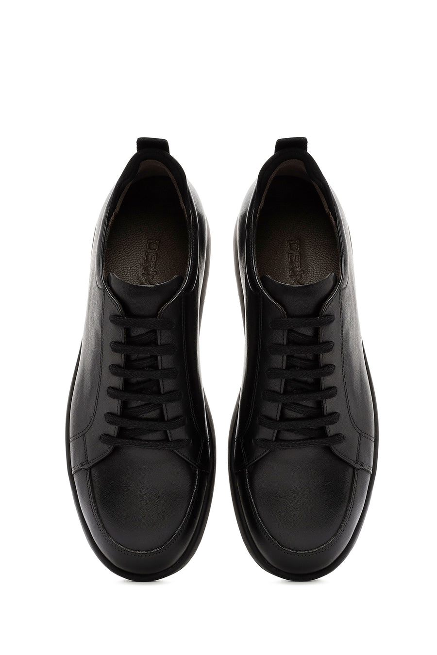 Erkek Siyah bağcıklı Deri Sneaker