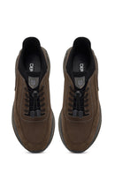 Men's Mink Lace-Up Thick-Soled Nubuck Leather Sneaker | Derimod