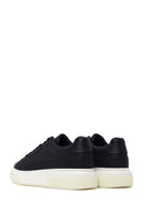 Erkek Lacivert Bağcıklı Kalın Tabanlı Deri Sneaker | Derimod
