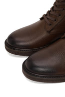 Male Brown Lace-up Zip Closure Leather Boots | Derimod