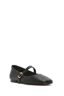 Women's Black Banded Leather Ballerinas | Derimod