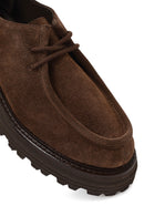 Woman Brown Lace-Up Thick-Soled Suede Masculine Shoes | Derimod