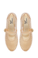 Women's Jelly Ballet Flats with Gold Buckle | Derimod