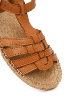Woman Tan Ankle-Strap Buckled Leather Espadrilles Sandal | Derimod