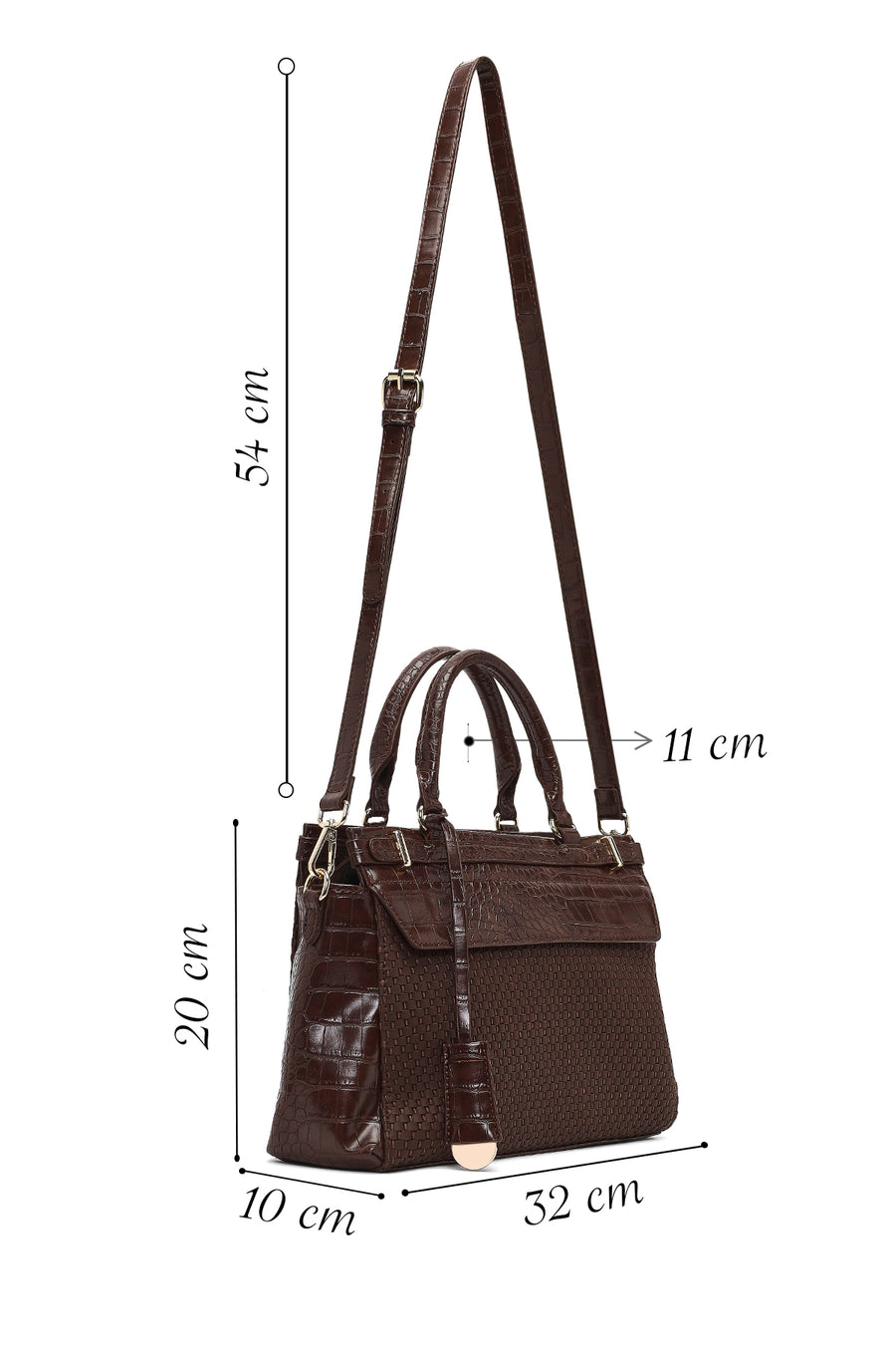 Women's Brown Long Strap Patterned Shoulder Bag