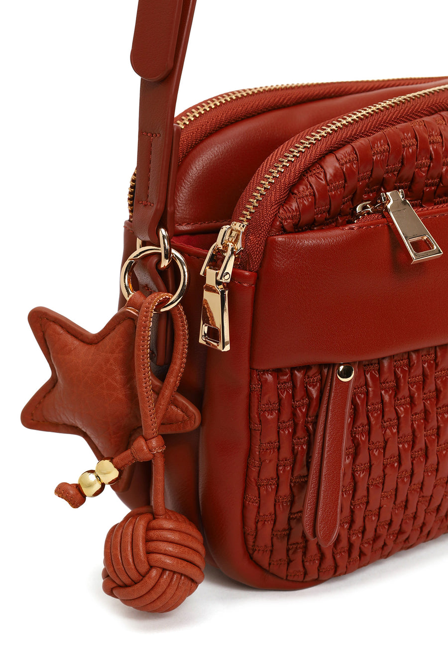 Woman Dark Orange Long-Strap Crossbody Bag