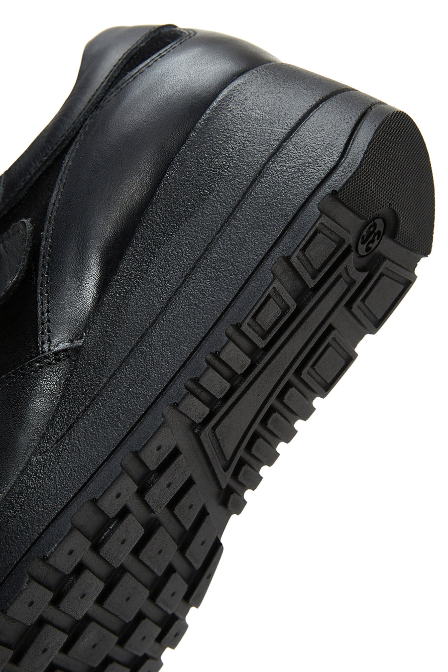 Women's Black Leather Wedge Heeled Shoes