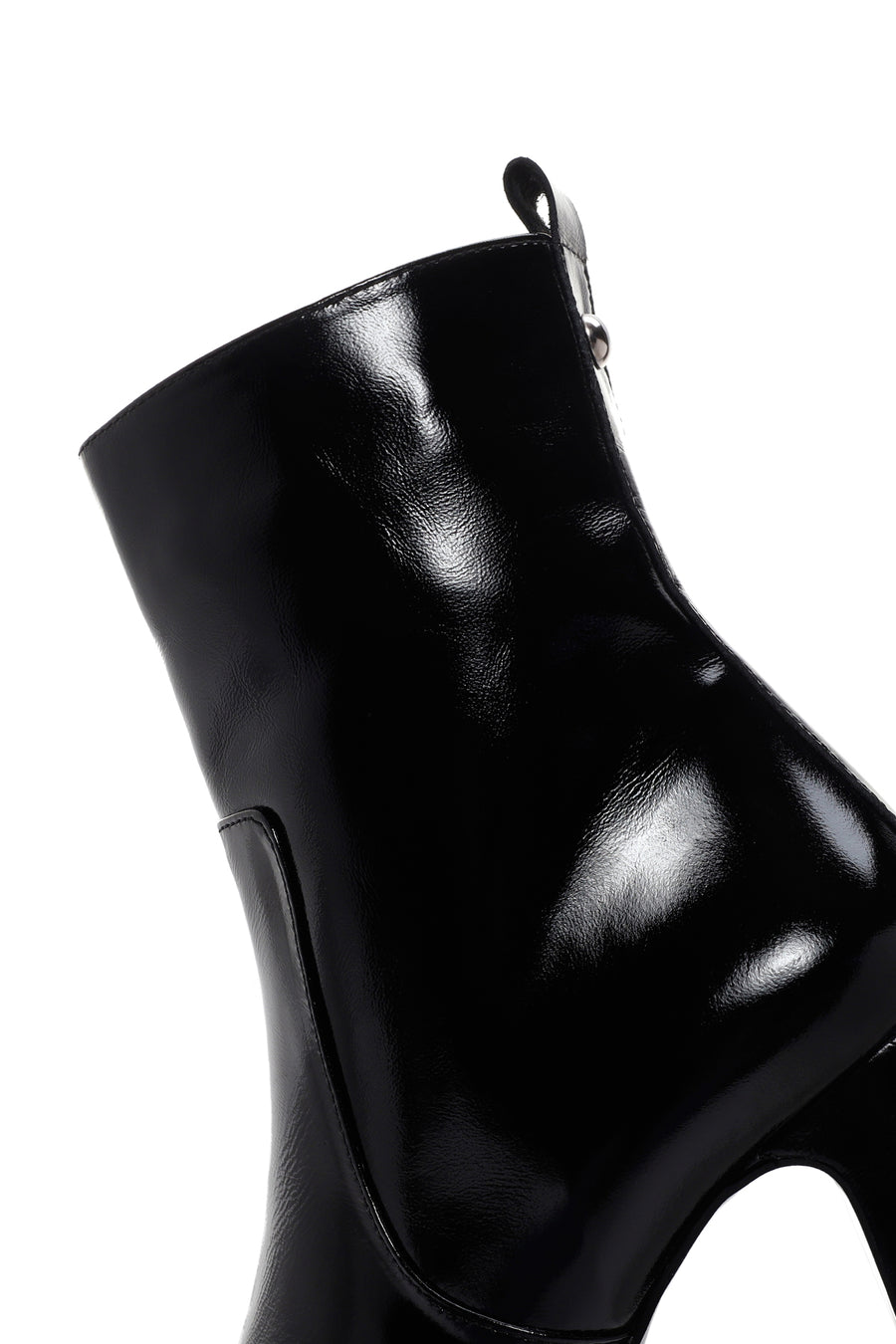 Women's Black Platform Thick Heeled Patent Leather Boots