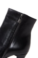 Women's Black Zippered High Heel Leather Boots | Derimod