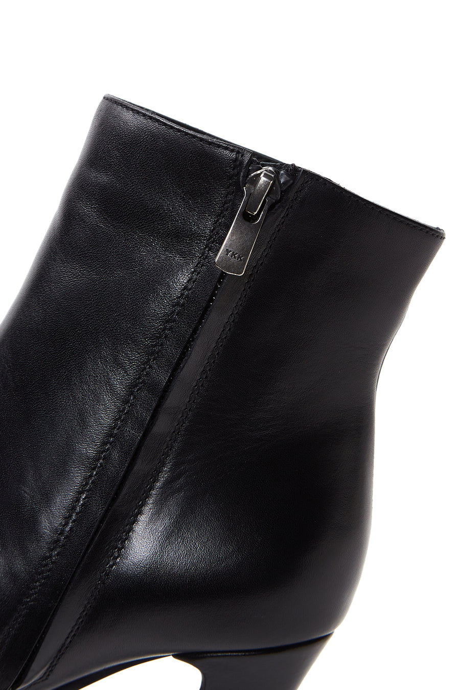Women's Black Zippered High Heel Leather Boots