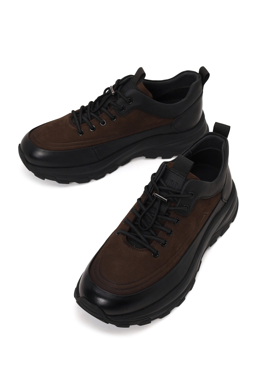 Male Brown Lace-Up Thick-Soled Leather Casual Sneaker