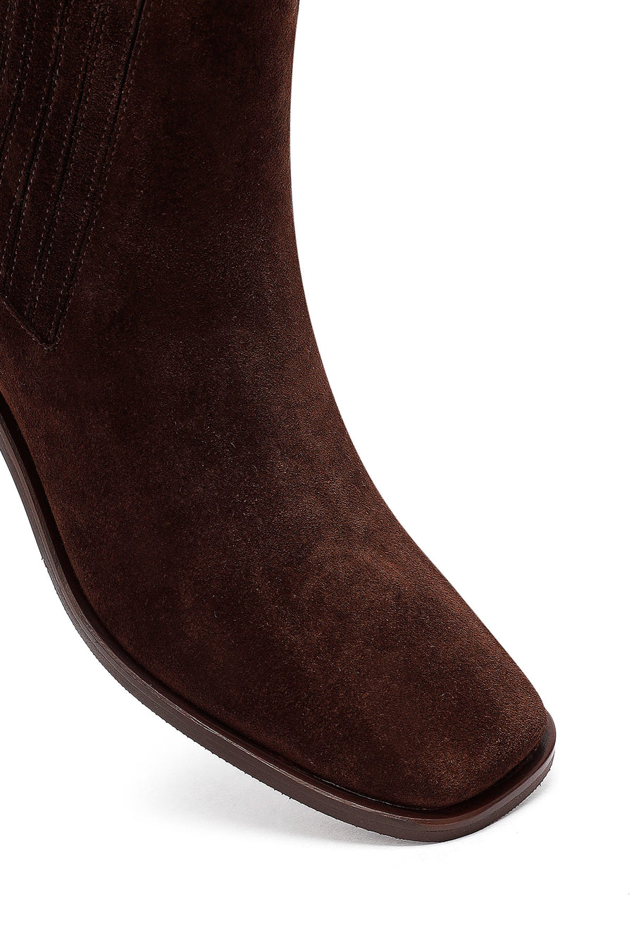 Woman Brown Chunky-Heeled Suede Chelsea Boots