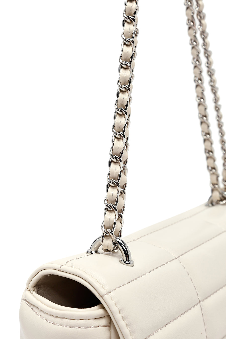 Women's Cream Long Strap Quilted Mini Crossbody Bag