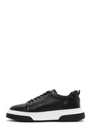 Men's Black Lace-up Thick-Sole Leather Sneaker | Derimod