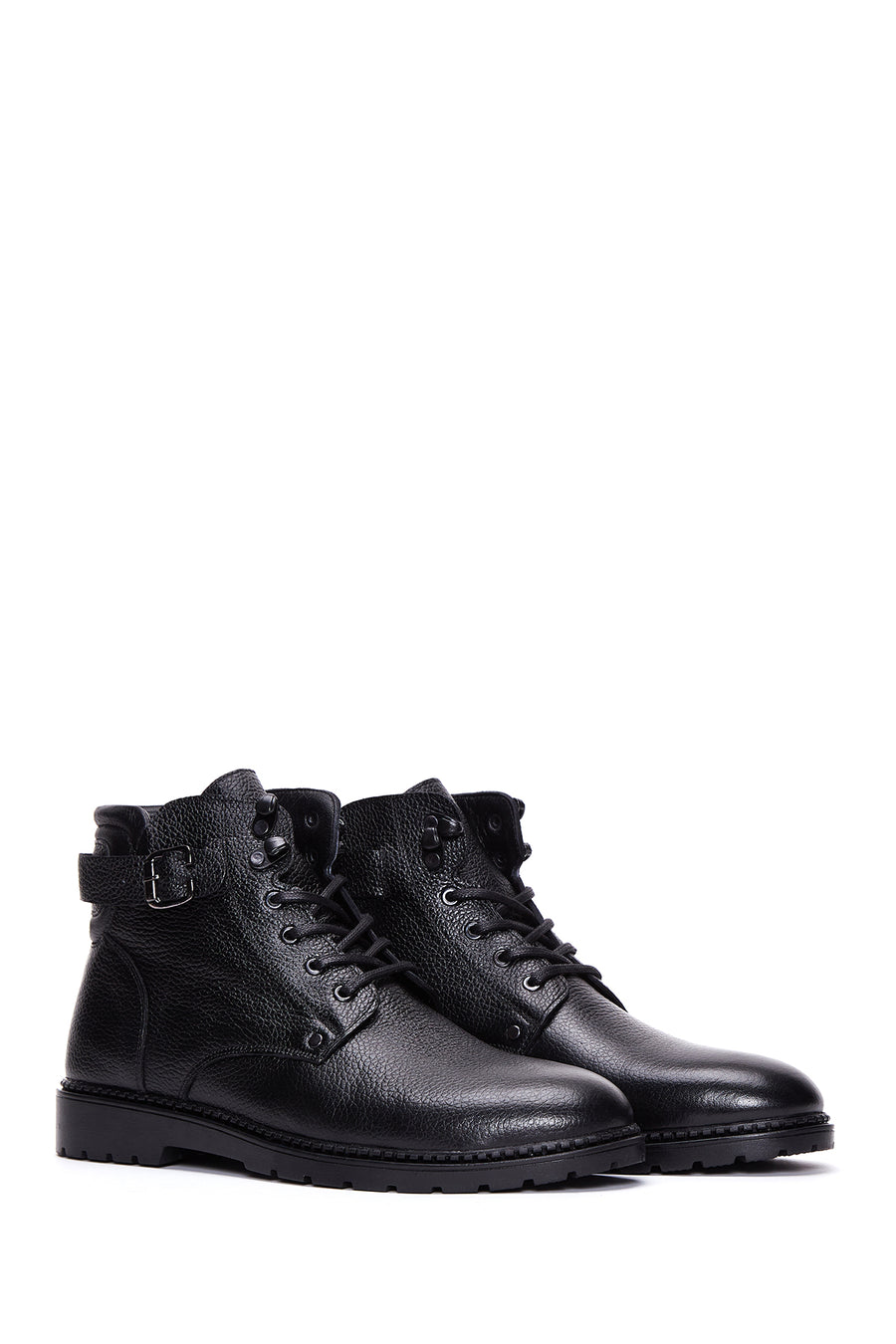 Men's Black Leather Zippered Boots