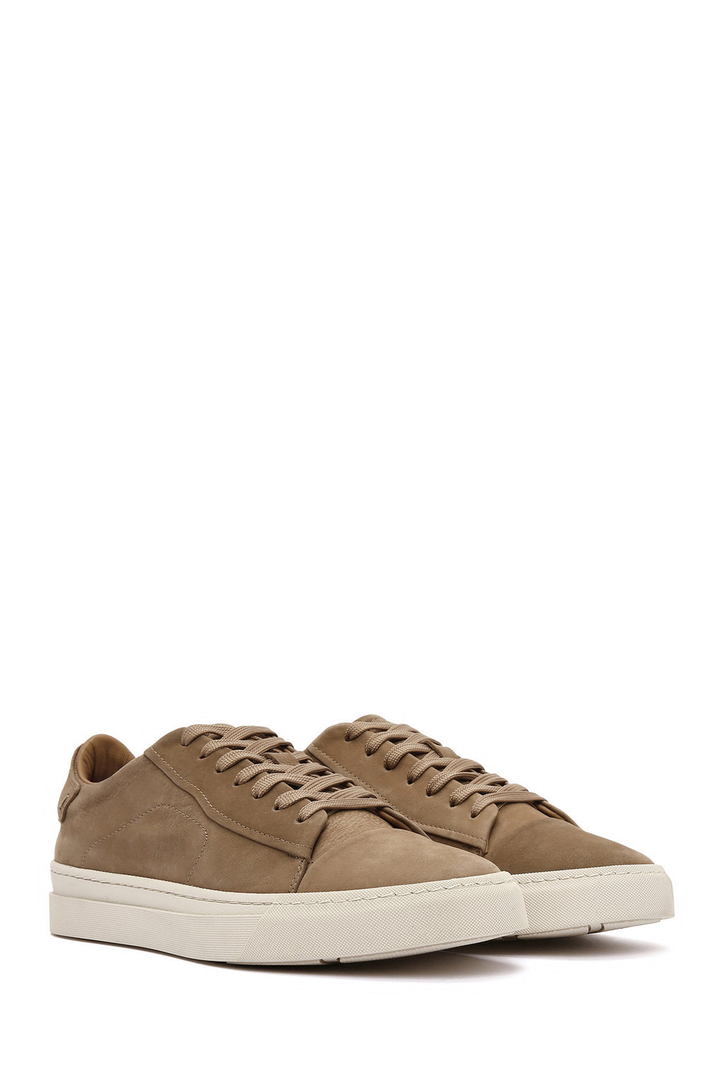 Erkek Bej Bağcıklı Nubuk Deri Sneaker