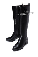 Woman Black Zip Closure Chunky-Heel Boot | Derimod