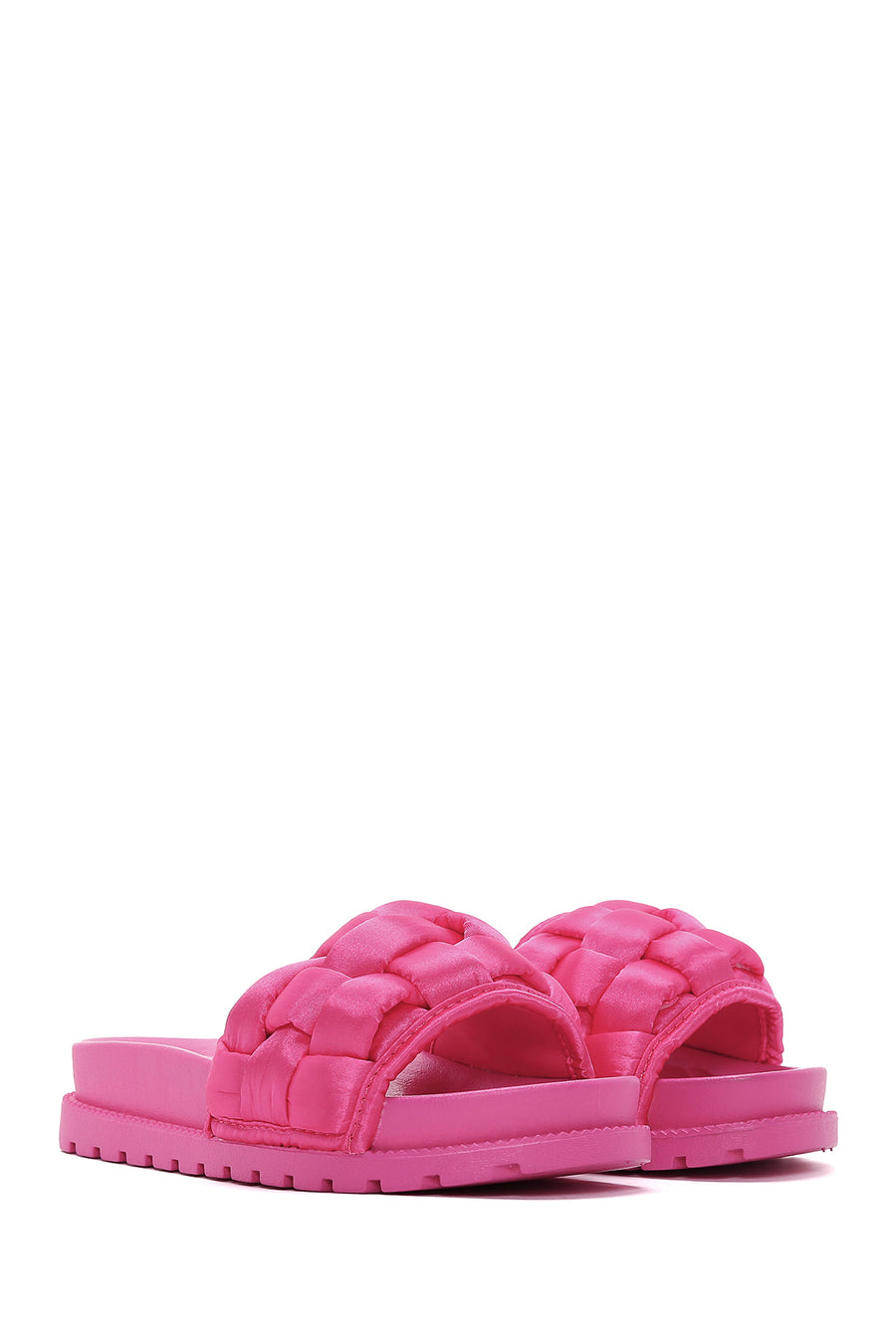 Women's Pink Thick-Soled Knitted Patterned Slippers