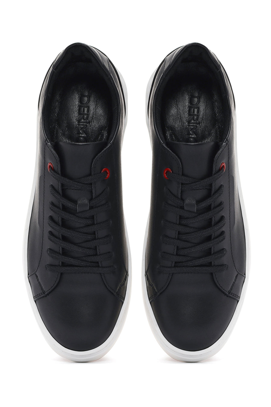 Erkek Siyah Bağcıklı Deri Sneaker