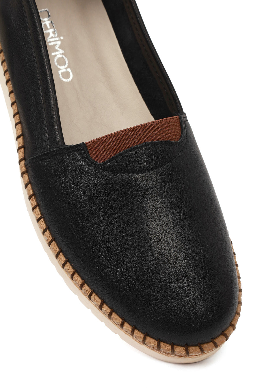 Women's Black Thick Soled Leather Comfort Shoes