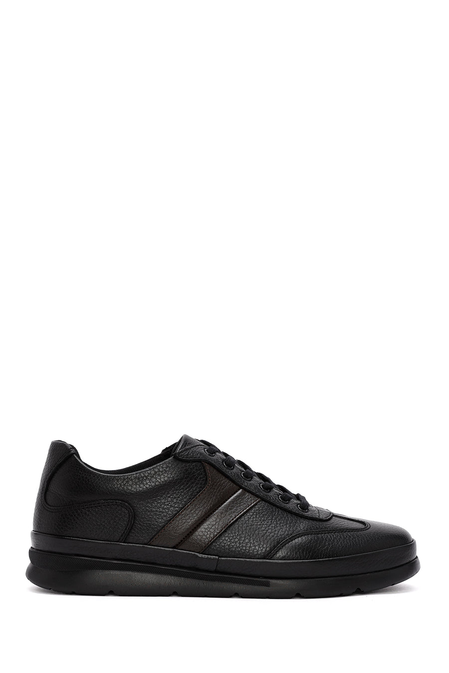 Erkek Siyah Bağcıklı Deri Sneaker WM700001DF | Derimod