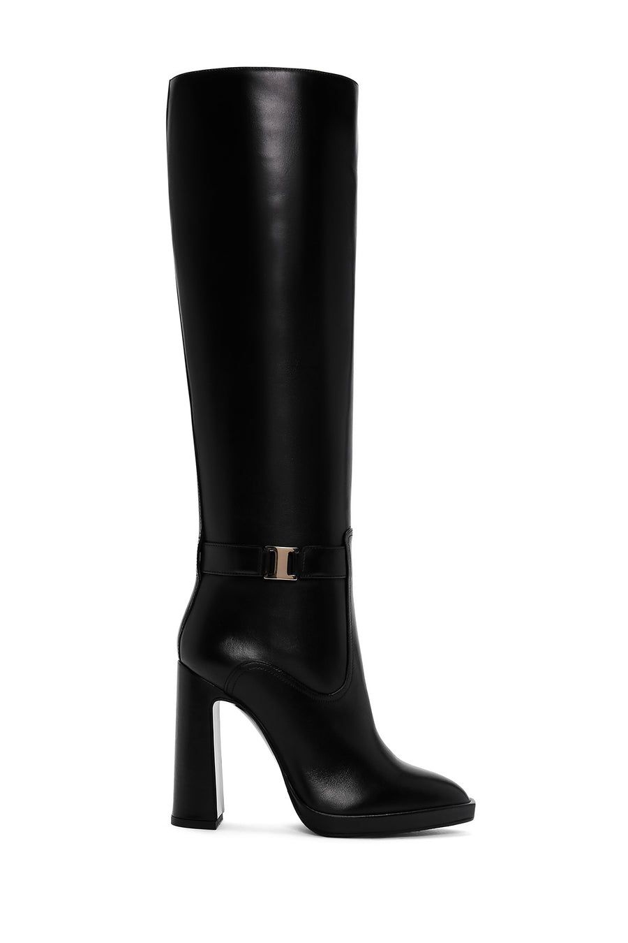 Women's Black Thick High Heel Leather Boots 23WFD102218 | Derimod