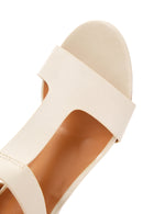 Women's Cream Ankle Strap Chunky Heel Sandals | Derimod