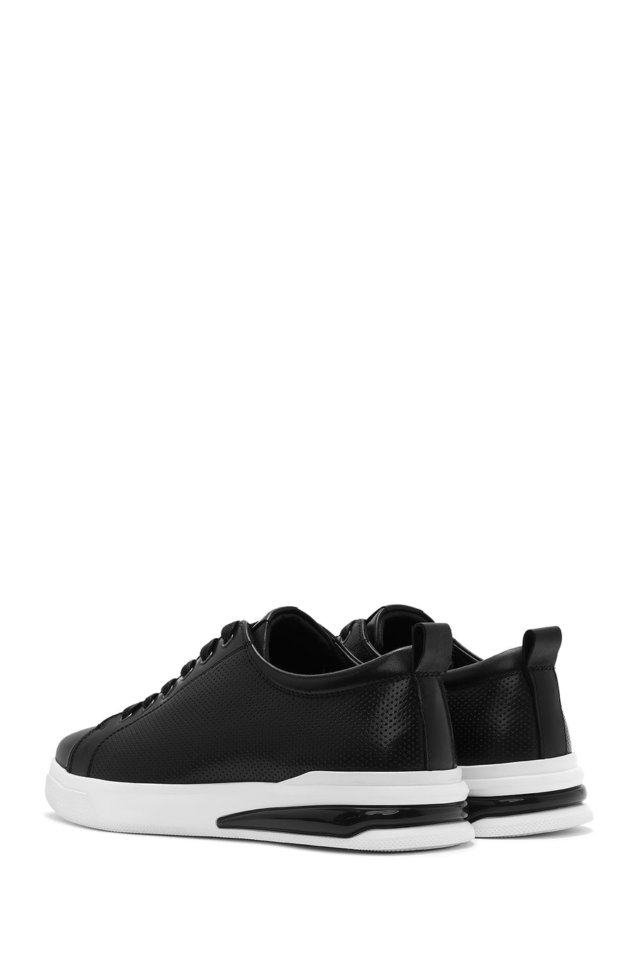 Men's Black Lace-up Leather Sneaker