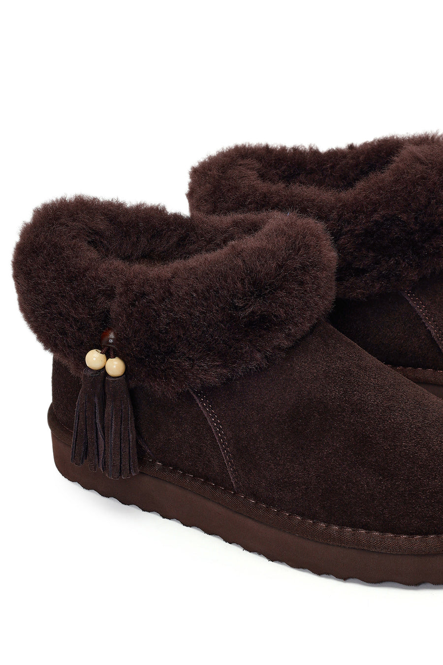 Woman Brown Embellished Suede Teddy Boots
