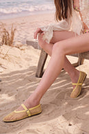 Woman Yellow Mesh Ballerine Shoes | Derimod